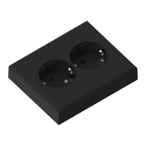 Edge double socket black 16A+Earth for box mounting