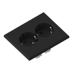 Edge double socket black low 16A+Earth for box mounting