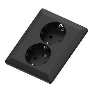 Euro Classic pro double socket black low 16A+Earth for box mounting