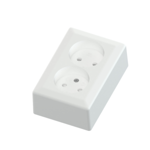 Euro Classic pro double socket white 16A+without Earth for surface mounting