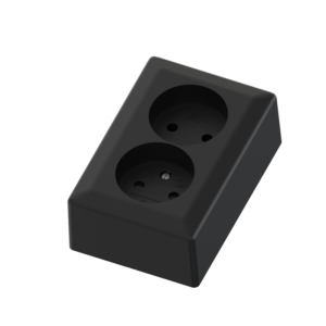 Euro Classic pro double socket black 16A+without Earth for surface mounting