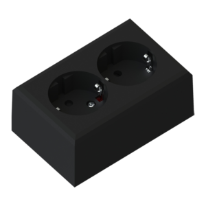 Edge double socket black 16A+Earth for surface mounting