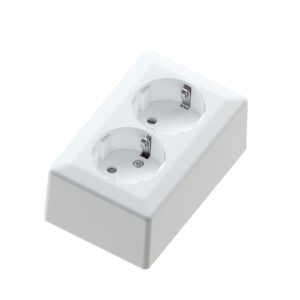 Euro Classic pro double socket white 16A+Earth for surface mounting