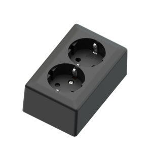 Euro Classic pro double socket black 16A+Earth for surface mounting