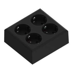 Edge 4 way socket black 16A+Earth for surface mounting