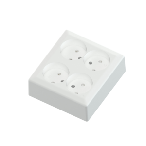 Euro Classic pro 4 way socket white 16A+without Earth for surface mounting