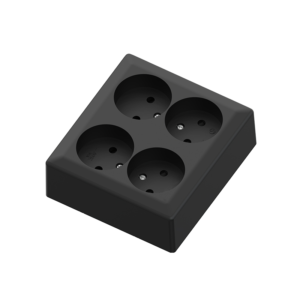 Euro Classic pro 4 way socket black 16A+without Earth for surface mounting