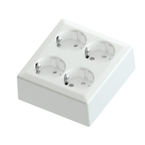 Euro Classic pro 4 way socket white 16A+Earth for surface mounting