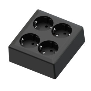 Euro Classic pro 4 way socket black 16A+Earth for surface mounting