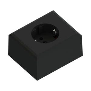 Edge single socket black 16A+Earth for surface mounting