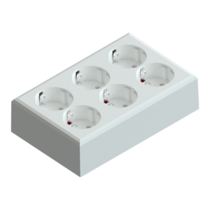Edge 6 way socket white 16A+Earth for surface mounting