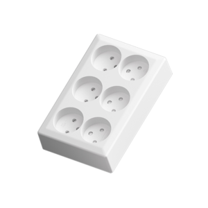 Euro Classic pro 6 way socket white 16A+without Earth for surface mounting