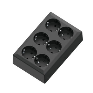 Euro Classic pro 6 way socket black 16A+Earth for surface mounting