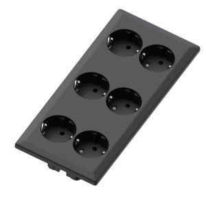 Euro Classic pro 1,5 x 6 way socket black low 16A+Earth for box mounting