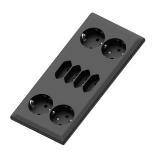Low Euro Classic recessed 4 Euro+ 4 way shuko 16A+Earth black