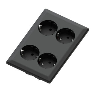 Euro Classic pro 1,5 x 4 way socket black low 16A+Earth for box mounting