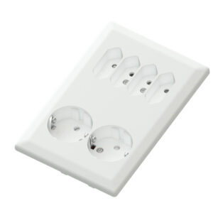 Low Euro Classic recessed 4 Euro+ 2 way shuko 16A+Earth white