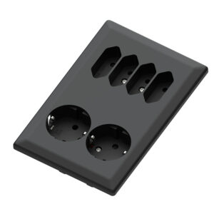 Low Euro Classic recessed 4 Euro+ 2 way shuko 16A+Earth black