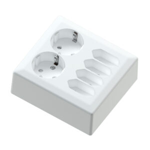 Euro Classic surface mounting 4 Euro+2 way shuko 16A+Earth white