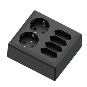 Euro Classic surface mounting 4 Euro+2 way shuko 16A+Earth black