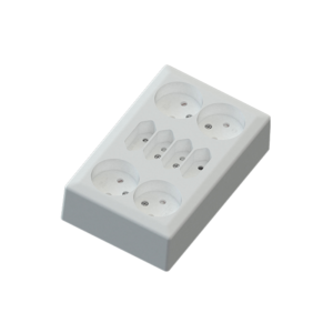 Euro Classic surface mounting 4 Euro+ 4 way shuko 16A+without earth white
