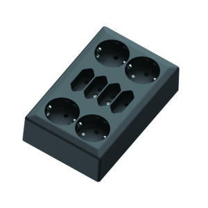 Euro Classic surface mounting 4 Euro+ 4 way shuko 16A+Earth black