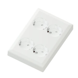 Euro Classic recessed 4 way socket 16A+Earth white