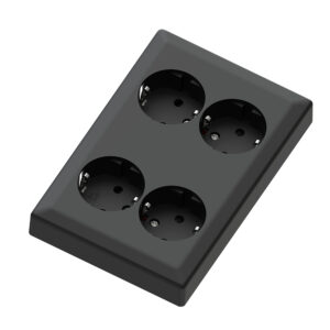 Euro Classic recessed 4 way socket 16A+Earth black