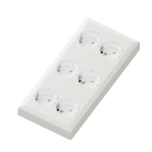 Euro Classic recessed 6 way socket 16A+Earth white
