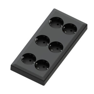 Euro Classic recessed 6 way socket 16A+Earth black