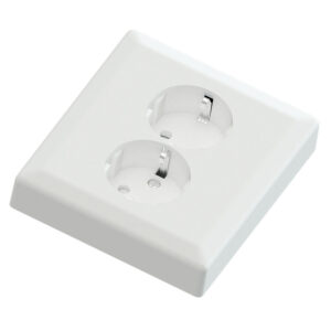 Euro Classic recessed big double socket 16A+Earth white