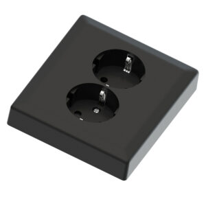 Euro Classic recessed big double socket 16A+Earth black