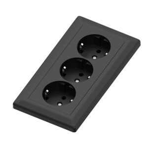 Euro Classic pro triple socket black 16A+Earth for box mounting
