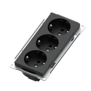 Euro Classic pro triple socket black 16A+Earth for box mounting without frame