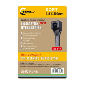 Cable ties black 3.4x300mm 100 pack.