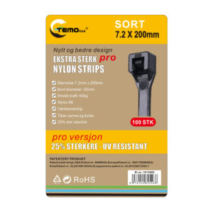 Cable ties black  7.2x200mm 100 pack.