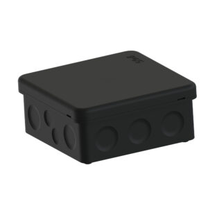 Junction box black Screwless IP65 w/2 cable lockers